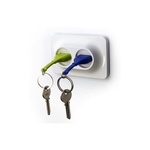 Qualy&CO Double Unplug atslēgu piekariņš ar zaļu un zilu atslēgu piekariņu
