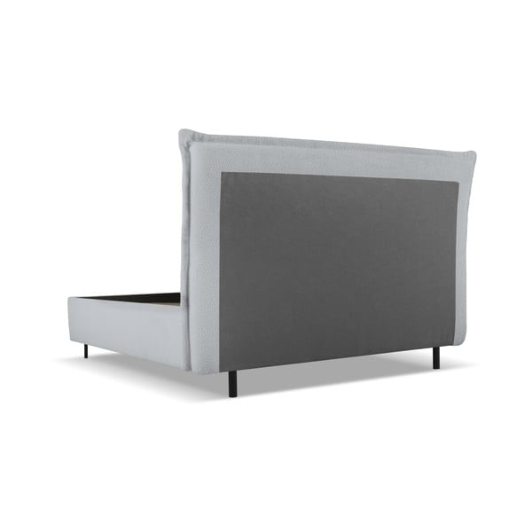 Pelēka polsterēta divvietīga gulta ar veļas kasti un redelēm 180x200 cm Armie – Milo Casa-image-3