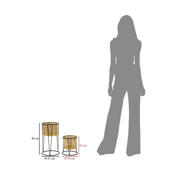 2 zelta krāsas podiņu statīvu komplekts Mauro Ferretti Leavy, augstums 40 cm-image-2