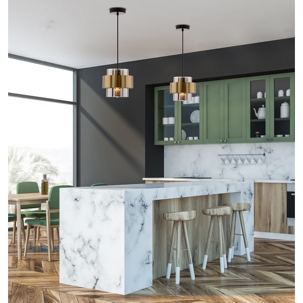 Melna piekaramā lampa ar stikla abažūru ø 18 cm Spiega – Candellux Lighting-image-1