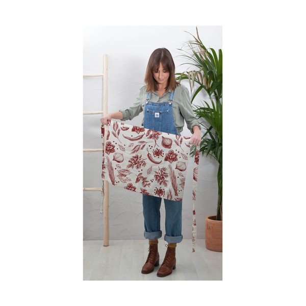 Ziedu priekšauts ar linu Really Nice Things Delantal Red Peppers-image-1