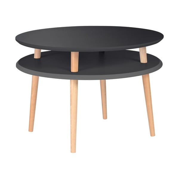 Grafīta pelēks kafijas galdiņš ar dabīga toņa kājām Ragaba UFO, Ø 70 cm