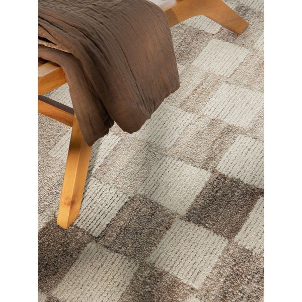 Krēmkrāsas ar rokām darināts vilnas paklājs 80x150 cm Boho 1.0 Quadra – Vikosa-image-3