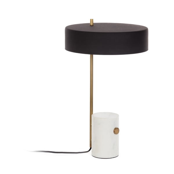Balta/melna galda lampa ar metāla abažūru (augstums 53 cm) Phant – Kave Home