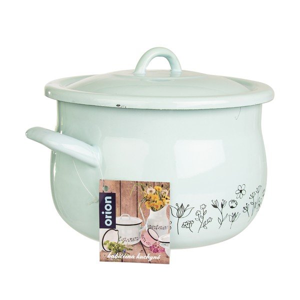 Piparmētru zaļš emaljas katls ar vāku Orion Meadow, 4,8 l-image-1