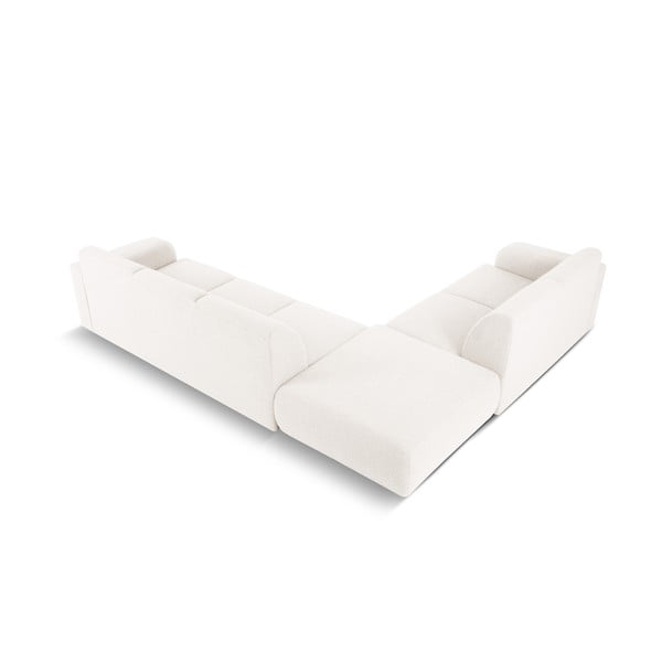 Balts stūra dīvāns no buklē auduma (ar kreiso stūri) Molino – Micadoni Home-image-3