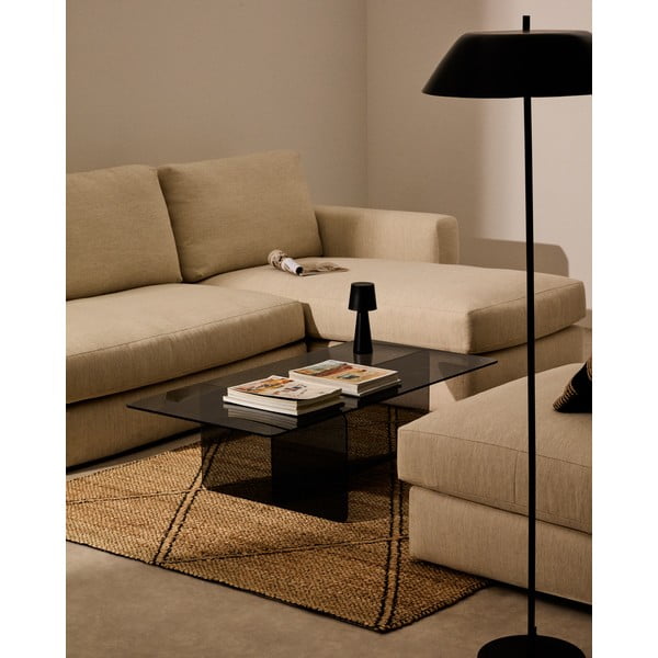 Pelēks stikla žurnālgaldiņš 60x120 cm Zaren – Kave Home-image-1