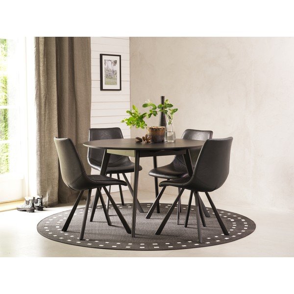 Melns ēdamistabas krēsls ar melnām kājām Rowico Alpha-image-3