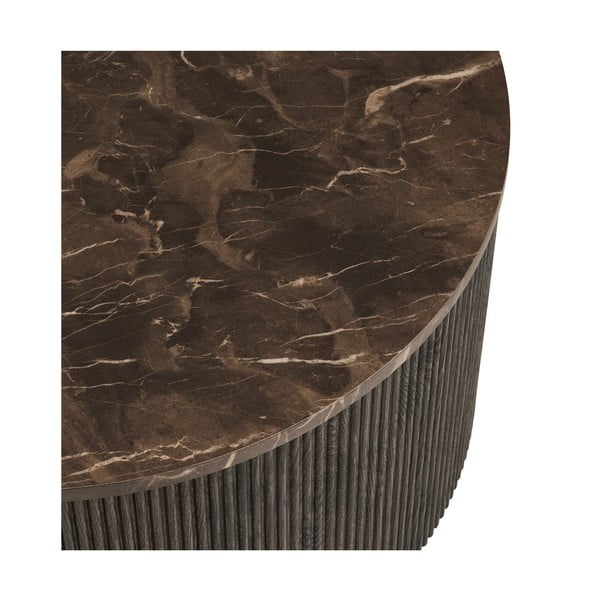 Tumši brūns apaļš žurnālgaldiņš ar marmora imitācijas galda virsmu ø 80 cm Rota – House Nordic-image-3