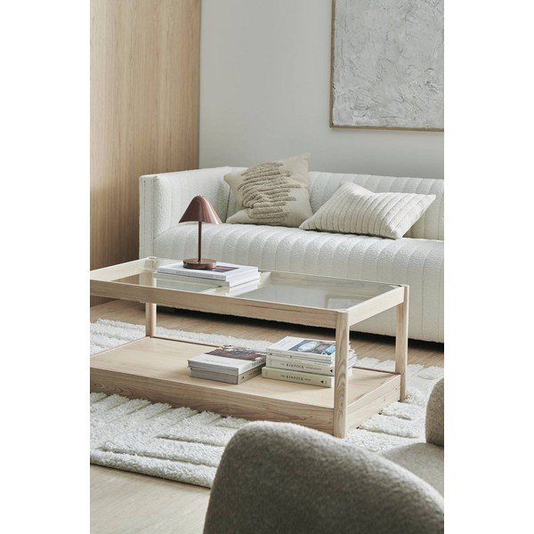Dabīga toņa žurnālgaldiņš ar stikla galda virsmu 60x120 cm Class – Ellos Home-image-1