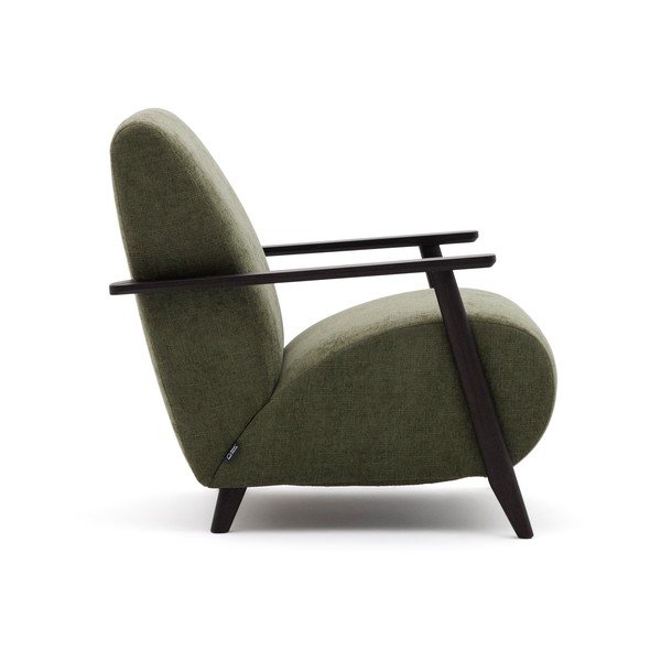 Zaļš atpūtas krēsls no šenila auduma Meghan – Kave Home-image-2