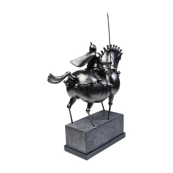 Melna dekoratīva statuete ar jātnieku zirga mugurā Kare Design Black Knight-image-1