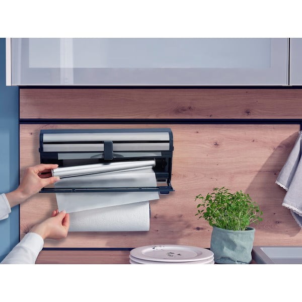 Sudraba krāsas metāla sienas folijas un papīra dvieļu turētājs Parat Royal – LEIFHEIT-image-1