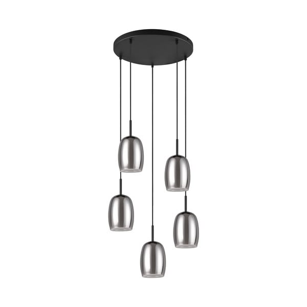 Melna/sudraba krāsas piekaramā lampa ar stikla abažūru ø 48 cm Barret – Trio Select