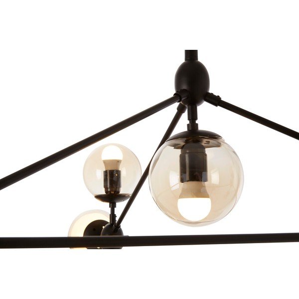 Melna metāla piekaramā lampa ar stikla abažūru Abira – Premier Housewares-image-1