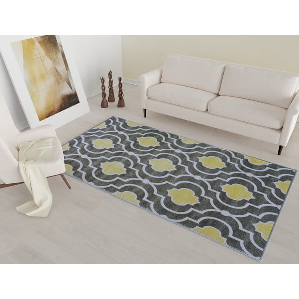 Dzeltens/pelēks mazgājams paklājs 80x50 cm – Vitaus-image-1