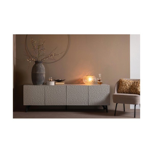 Gaiši pelēks mango masīvkoka TV galdiņš 185x56x46 cm Carved – WOOOD-image-1