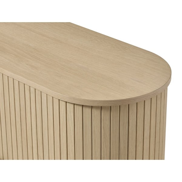 Dabīga toņa TV galdiņš ar ozolkoka imitāciju 180x56x40 cm Meta – Unique Furniture-image-3