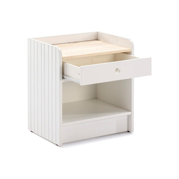 Balts naktsgaldiņš ar priedes koka virsmu Marckeric Monte-image-2