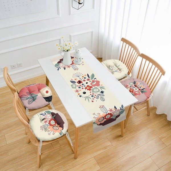 4 sēdekļa spilvenu un galda celiņa komplekts – Mila Home