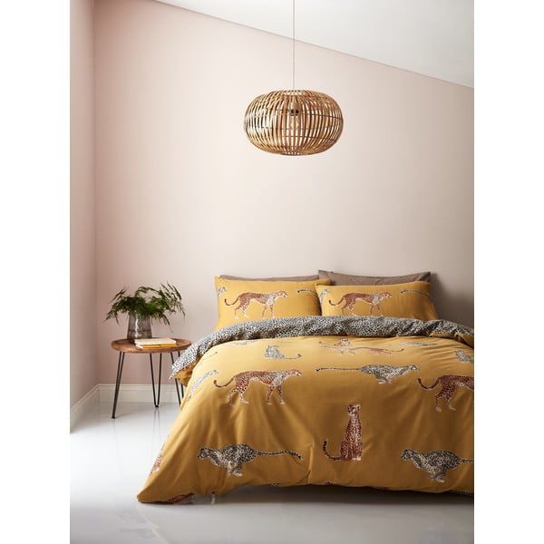 Dzeltenbrūna gultasveļa Catherine Lansfield Gepards, 135 x 200 cm
