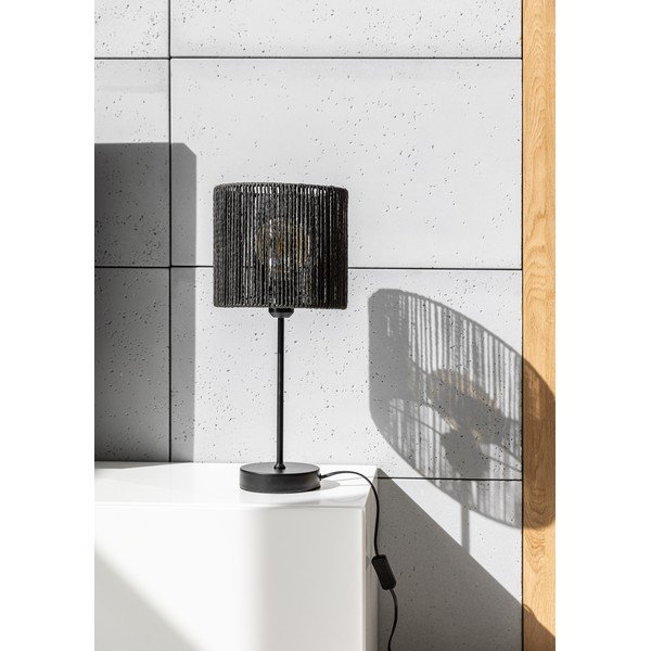 Melna galda lampa ar austu niedru abažūru (augstums 48 cm) Foresto – GTV-image-1