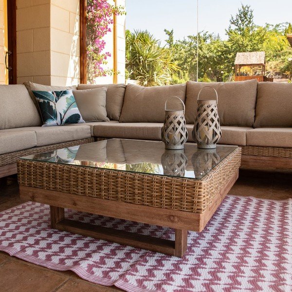 Dārza galds no mākslīgās rotangpalmas 80x80 cm Patsy – LDK Garden-image-1