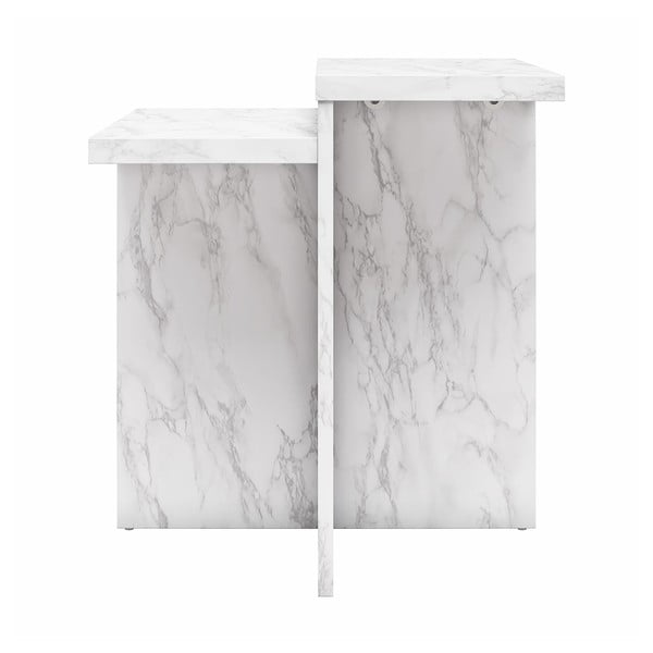 Balts žurnālgaldiņš ar marmora imitāciju 56x56 cm Brielle – CosmoLiving by Cosmopolitan-image-2