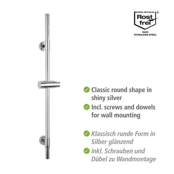 Sienas dušas stienis no nerūsējošā tērauda spīdīgā sudraba krāsā 66 cm Basic – Wenko-image-2