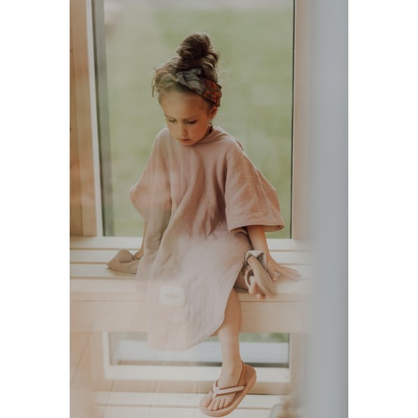 Rozā muslīna bērnu pončo M izmēra – Malomi Kids-image-2