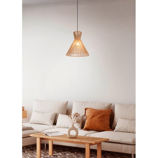 Dabīga toņa metāla piekaramā lampa ar papīra auklas abažūru ø 35 cm Rosalie – Reality-image-1