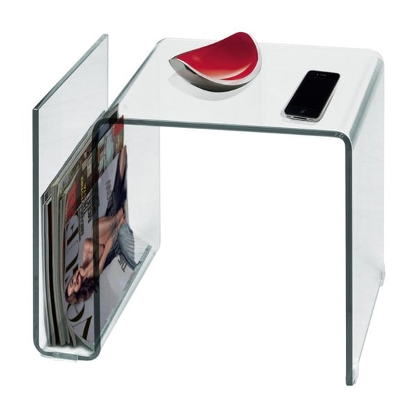 Mainīgs stikla kafijas galdiņš ar žurnālu plauktu Evergreen House-image-3