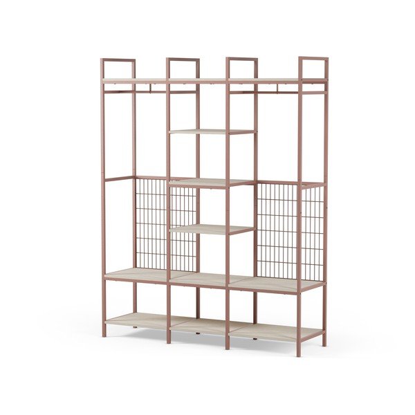 Terakotas oranžs atvērta tipa tērauda drēbju skapis 140x179,5x40 cm Amara – Marckeric