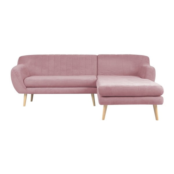 Gaiši rozā trīsvietīgs dīvāns ar labo stūri Mazzini Sofas Sardaigne