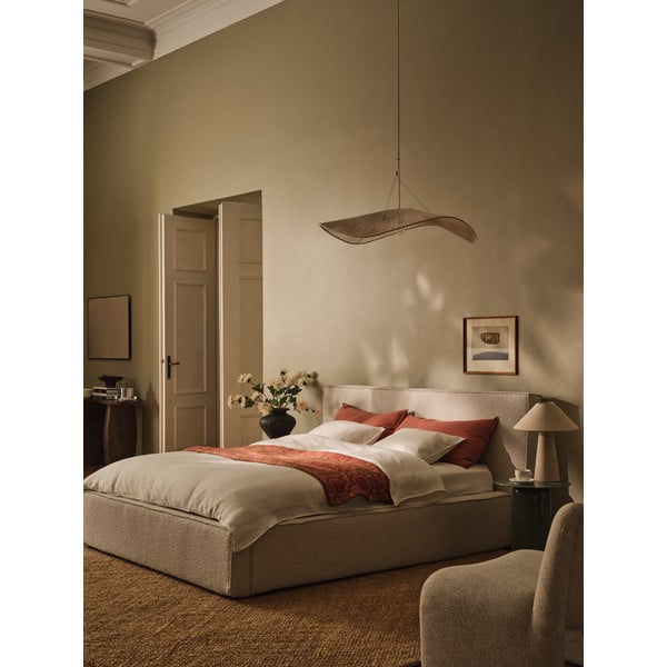 Krēmkrāsas polsterēts gultas galvgalis 189x100 cm Olivia – Micadoni -image-3