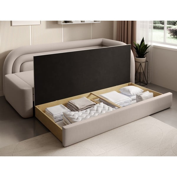 Bēšs samta salokāms/ar uzglabāšanas vietu dīvāns ar labo stūri 223 cm Fabillo – ELTAP-image-4