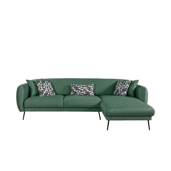 Zaļš izvelkamais stūra dīvāns Pandia Home Madrid, labais stūris