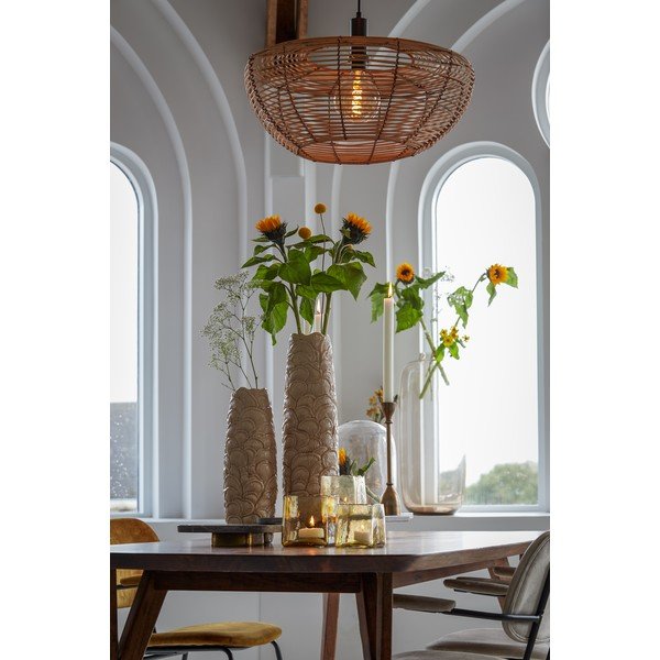 Griestu lampa dabīgā tonī ar rotangpalmas abažūru ø 50 cm Milan – Light & Living-image-2