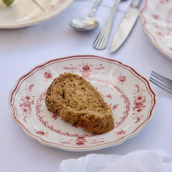 Sarkans/balts deserta akmensmasas šķīvis ø 17 cm Vila – Costa Nova-image-1