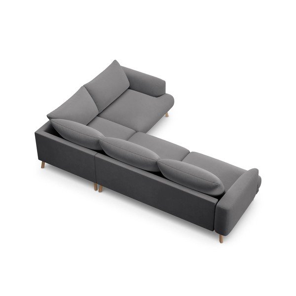 Pelēks samta stūra dīvāns (ar labo stūri/L veida) Naomi – Micadoni -image-3