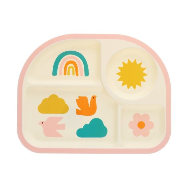 Bēšs plastmasas bērnu šķīvis 21x27 cm Rainbow Garden – Rex London