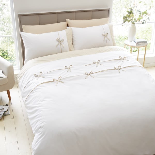 Balta vienguļamā gultas veļa 135x200 cm Milo Bow – Catherine Lansfield