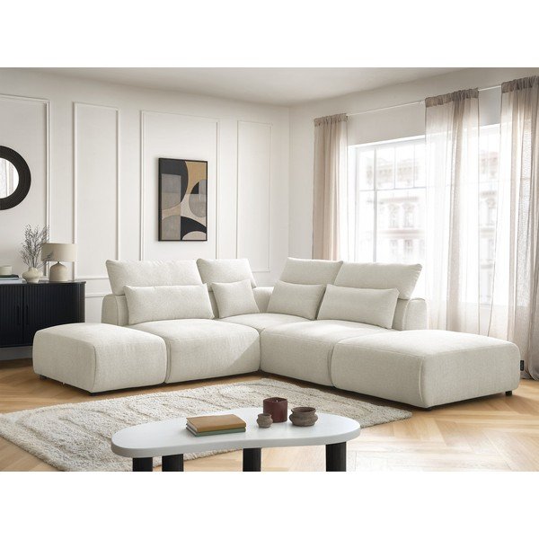 Balts regulējams modulārais stūra dīvāns Jana – Bobochic Paris-image-1