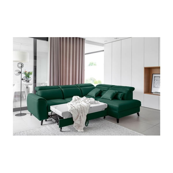 Zaļš samta salokāms/ar uzglabāšanas vietu stūra dīvāns (ar labo stūri/L veida) Noble – ELTAP-image-4