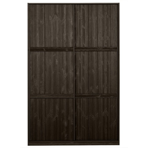 Tumši brūns priedes masīvkoka drēbju skapis ar bīdāmām durvīm 139x215 cm Katoi – BePureHome