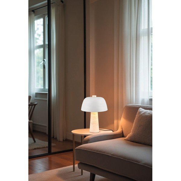 Balta/bēša galda lampa ar metāla abažūru (augstums 41 cm) Timba – Trio Select-image-1