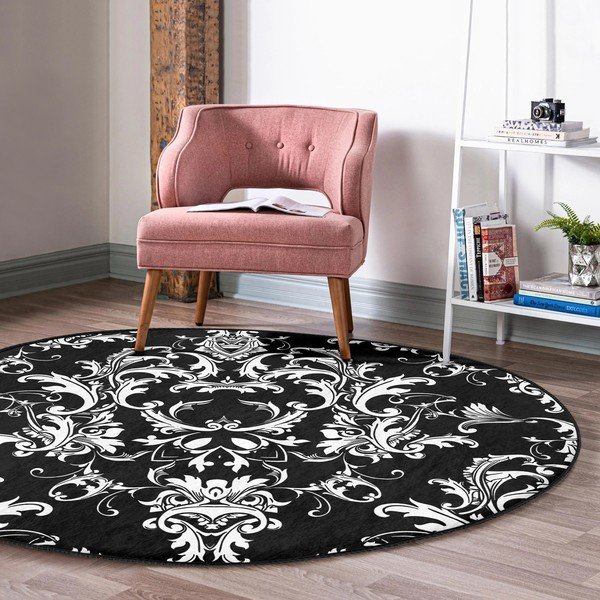 Melnbalts mazgājams robotu putekļu sūcējiem piemērots apaļš paklājs ø 80 cm Comfort – Mila Home-image-1