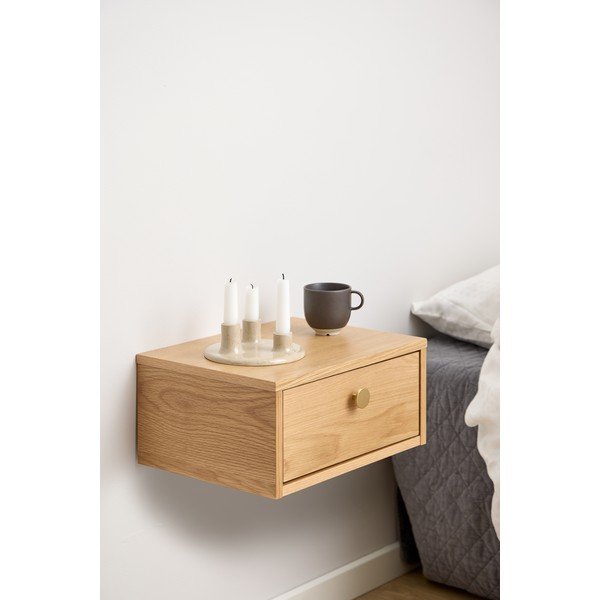 Gaiša dabīga toņa naktsskapītis ar ozolkoka imitāciju Monfort – Actona-image-1