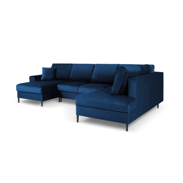 Zils samta salokāms stūra dīvāns ar uzglabāšanas vietu (ar labo stūri/U veida) Kyoto – Cosmopolitan Design-image-3