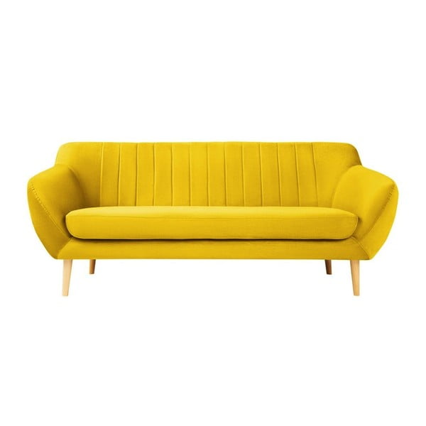 Dzeltens samta dīvāns Mazzini Sofas Sardaigne, 188 cm